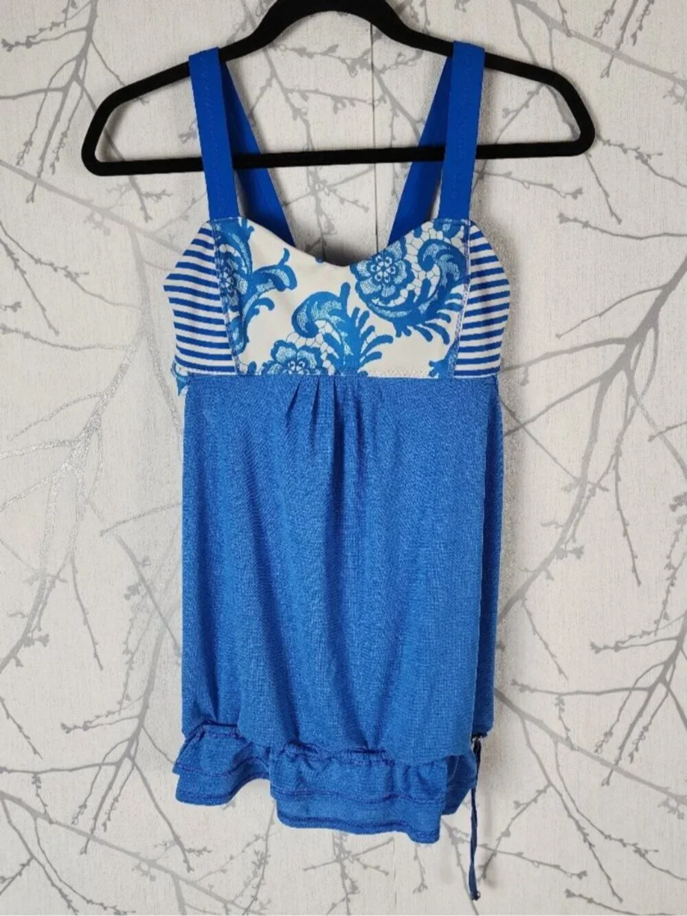 Lululemon Blue Laceoflage Silverescent Back On Track Tank